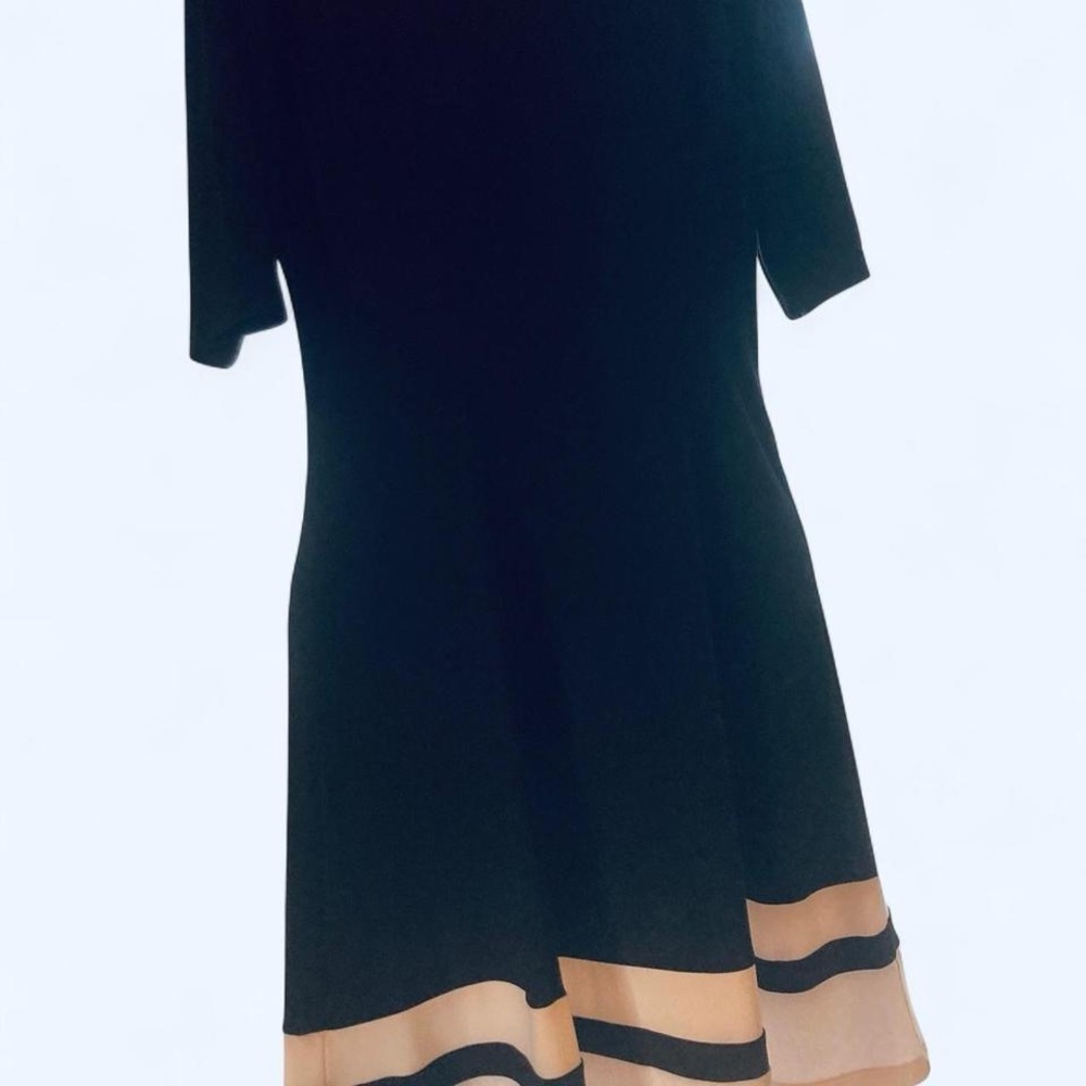 Chaps Elegant Black and Cream Dress S